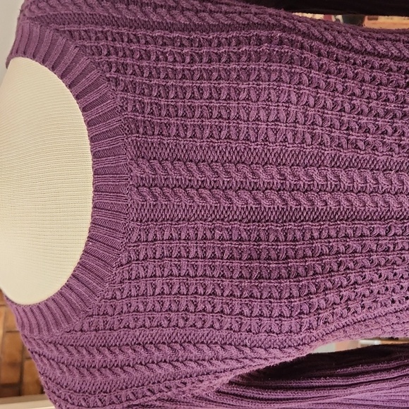 Christopher & Banks purple 100% cotton cable knit sweater size medium Spring - Picture 2 of 11